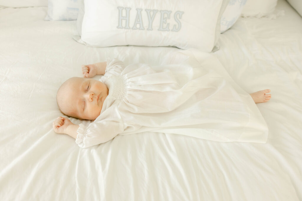 Newborn Baby sleeping on daybed by Birmingham Newborn Photographer